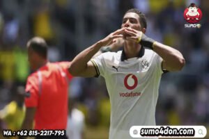 Ekspresi Jobe Bellingham usai membobol gawang Mamelody Sundown