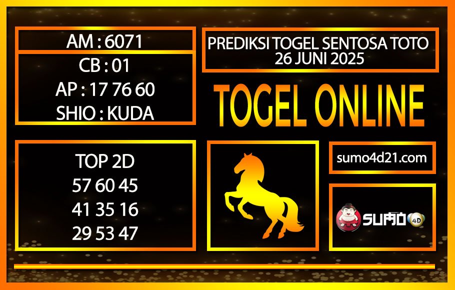 PREDIKSI TOGEL SENTOSA TOTO 26 JUNI 2025